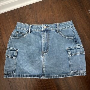 Denim Mini Skirt with Pockets